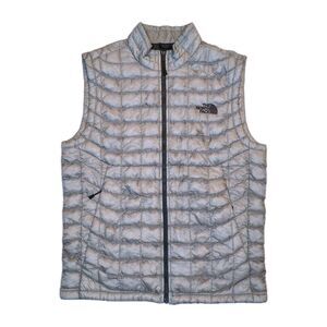 The North Face Mens S Thermoball Insulated Puffer Vest Gray Silver Hike Gorpcore